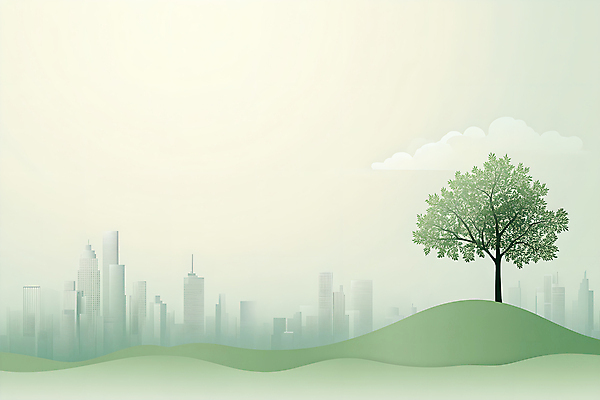 JPG 나무 무료이미지 일러스트 빌딩 사람없음 건물 초록색 도시 언덕 국내일러스트 AI일러스트 AI콘텐츠 식물 건축물 컬러 파일형식
