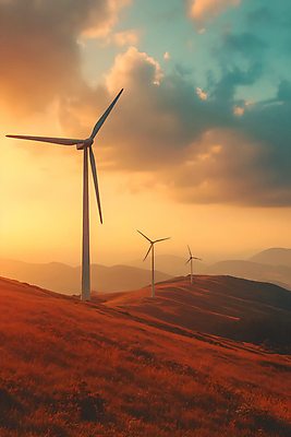 JPG 구름 편집이미지 하늘 초원 사람없음 일몰 언덕 풍력발전소 풍력기 편집실사 AI포토 AI콘텐츠 자연요소 노을 발전소 풍력에너지 CG 파일형식