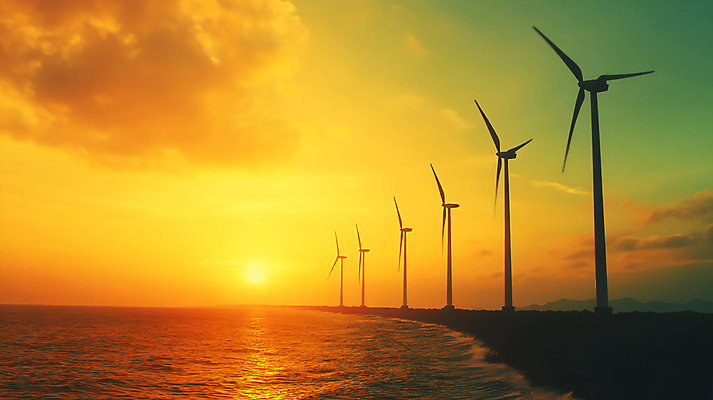 JPG 구름 편집이미지 바다 하늘 사람없음 햇빛 태양 일몰 언덕 풍력발전소 풍력기 편집실사 AI포토 AI콘텐츠 에너지의날 자연요소 기념일 노을 발전소 풍력에너지 CG 파일형식