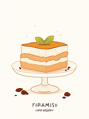 PSD 접시 일러스트 디저트 사람없음 갈색 케이크 생크림 티라미수 국내일러스트 식기 음식 컬러 크림 파일형식