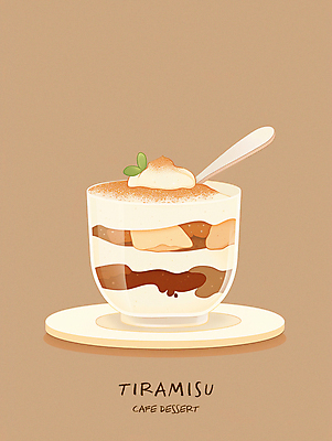 PSD 접시 일러스트 디저트 사람없음 컵 갈색 케이크 숟가락 생크림 티라미수 국내일러스트 식기 음식 컬러 수저 크림 파일형식