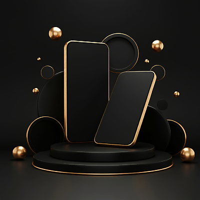 JPG 편집이미지 이벤트 사람없음 스마트폰 쇼핑 3D 검은색 금색 고급 입체 디지털합성 마케팅 포디움 목업 블랙프라이데이 편집3D AI컴퓨터그래픽 AI콘텐츠 컬러 컨셉 데이이벤트 핸드폰 스마트기기 무대 파일형식