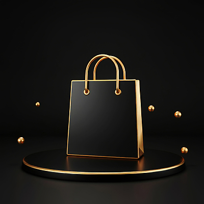 JPG 편집이미지 이벤트 사람없음 쇼핑 쇼핑백 3D 검은색 금색 고급 입체 디지털합성 마케팅 블랙프라이데이 편집3D AI컴퓨터그래픽 AI콘텐츠 컬러 컨셉 가방 데이이벤트 파일형식