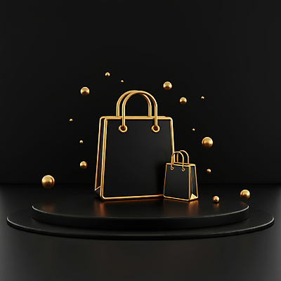 JPG 편집이미지 이벤트 사람없음 쇼핑 쇼핑백 3D 검은색 금색 고급 입체 디지털합성 마케팅 블랙프라이데이 편집3D AI컴퓨터그래픽 AI콘텐츠 컬러 컨셉 가방 데이이벤트 파일형식