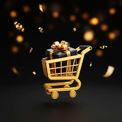 JPG 편집이미지 선물 이벤트 사람없음 선물상자 쇼핑 3D 세일 검은색 쇼핑카 금색 고급 입체 디지털합성 마케팅 블랙프라이데이 편집3D AI컴퓨터그래픽 AI콘텐츠 컬러 컨셉 데이이벤트 상자 카트 파일형식