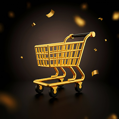 JPG 편집이미지 이벤트 사람없음 쇼핑 3D 세일 검은색 카트 쇼핑카 금색 고급 입체 디지털합성 꽃가루 마케팅 블랙프라이데이 편집3D AI컴퓨터그래픽 AI콘텐츠 컬러 컨셉 데이이벤트 가루 파일형식