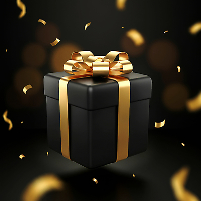 JPG 편집이미지 선물 이벤트 사람없음 선물상자 쇼핑 3D 세일 검은색 금색 고급 입체 디지털합성 마케팅 블랙프라이데이 편집3D AI컴퓨터그래픽 AI콘텐츠 컬러 컨셉 데이이벤트 상자 파일형식