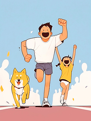 JPG 전신 한마리 여자 남자 스포츠 하늘색 일러스트 청소년 웃음 경기 두명 친구 운동복 달리기 운동 경쟁 경기장 운동장 개 트랙 체육대회 러닝 국내일러스트 AI일러스트 AI콘텐츠 1 옷 컨셉 포유류 스포츠시설 관계 모션 표정 건강 사람 파란색 공간 체육 대회 파일형식