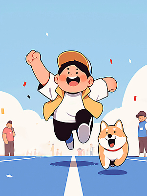 JPG 전신 모자 남자 행복 스포츠 하늘색 일러스트 웃음 경기 성인 세명 친구 운동복 달리기 운동 손들기 점프 경쟁 경기장 운동장 개 트랙 체육대회 러닝 남자만 국내일러스트 AI일러스트 AI콘텐츠 잡화 옷 감정 컨셉 포유류 스포츠시설 관계 모션 표정 건강 사람 파란색 공간 체육 대회 파일형식