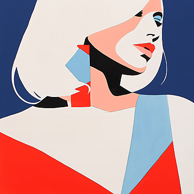 JPG 여자 패션 일러스트 한명 상반신 성인 빨간색 파란색 팝아트 성인여자한명만 국내일러스트 AI일러스트 AI콘텐츠 1 컬러 사람 그림 여자한명만 성인여자만 파일형식