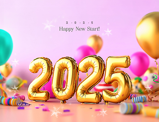 PSD 편집이미지 행복 분홍색 새해 눈꽃 사람없음 꽃가루 해피뉴이어 풍선 2025년 을사년 이미지편집 감정 컬러 눈_날씨 새해인사 가루 연도 파일형식