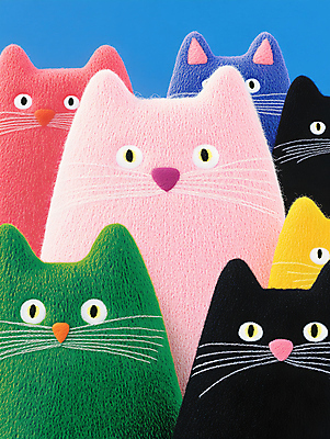 JPG 편집이미지 여러마리 사람없음 컬러풀 귀여움 고양이 편집실사 AI컴퓨터그래픽 AI콘텐츠 컬러 다수 컨셉 포유류 반려동물 CG 파일형식