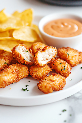 JPG 편집이미지 접시 사람없음 치킨 닭고기 소스 디지털합성 치킨너겟 편집실사 AI포토 AI콘텐츠 식기 음식 육류 양념 CG 닭고기요리 파일형식