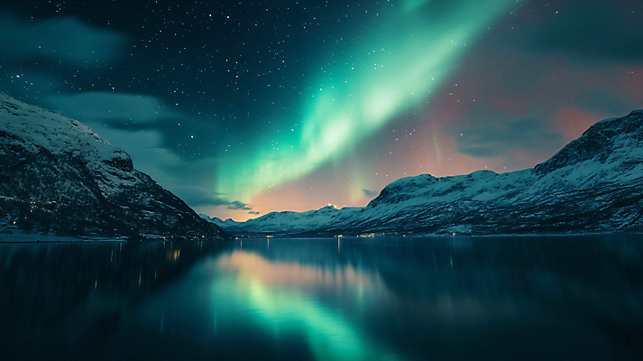 JPG 편집이미지 호수 자연 밤하늘 산 풍경 사람없음 빛 반사 디지털합성 오로라 편집실사 AI포토 AI콘텐츠 자연현상 하늘 야간 CG 생태계 파일형식