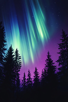 JPG 나무 편집이미지 자연 밤하늘 풍경 사람없음 빛 디지털합성 오로라 편집실사 AI포토 AI콘텐츠 식물 자연현상 하늘 야간 CG 생태계 파일형식