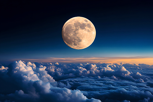 JPG 구름 편집이미지 밤하늘 풍경 사람없음 야외 파란색 노을 보름달 달빛 편집실사 AI컴퓨터그래픽 AI콘텐츠 자연요소 컬러 하늘 달 야간 CG 파일형식