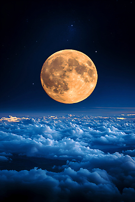 JPG 구름 편집이미지 밤하늘 풍경 사람없음 야외 파란색 보름달 달빛 편집실사 AI컴퓨터그래픽 AI콘텐츠 자연요소 컬러 하늘 달 야간 CG 파일형식