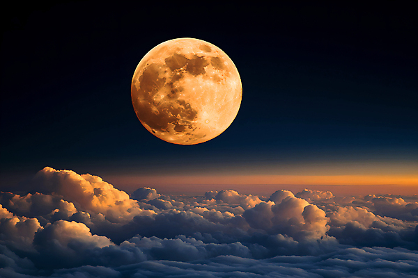 JPG 구름 편집이미지 밤하늘 풍경 사람없음 야외 노을 주황색 보름달 달빛 편집실사 AI컴퓨터그래픽 AI콘텐츠 자연요소 컬러 하늘 달 야간 CG 파일형식