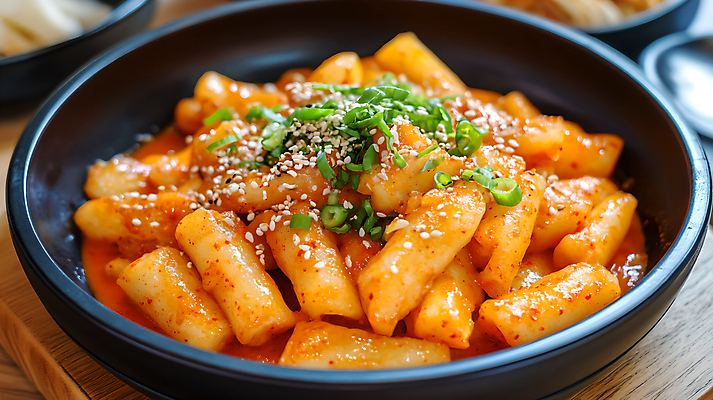 JPG 편집이미지 그릇 식탁 사람없음 빨간색 떡볶이 매움 편집실사 AI포토 AI콘텐츠 식기 컬러 탁자 맛 분식 CG 파일형식