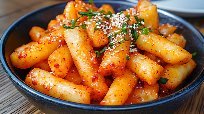 JPG 편집이미지 그릇 식탁 사람없음 빨간색 떡볶이 매움 편집실사 AI포토 AI콘텐츠 식기 컬러 탁자 맛 분식 CG 파일형식