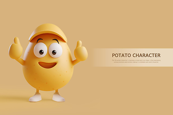 PSD 편집이미지 행복 식재료 감자 3D캐릭터 웃음 사람없음 갈색 3D 따봉 베이지색 감자캐릭터 편집3D 캐릭터 감정 컬러 채소 표정 최고 디지털합성 파일형식