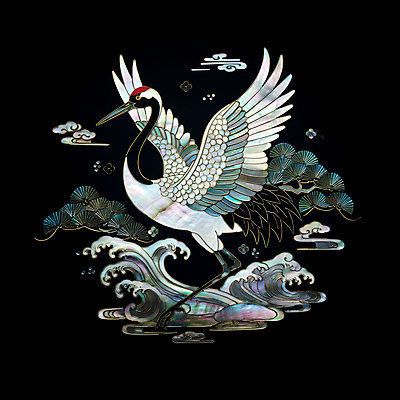 JPG 구름 편집이미지 전통 파도 조각 날개 자연 사람없음 검은색 학 소나무 공예 십장생 자개 편집실사 AI포토 AI콘텐츠 자연요소 나무 바다 컬러 조류 취미 CG 생태계 전통공예 파일형식