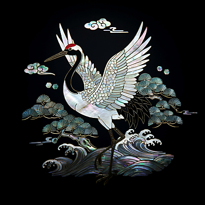 JPG 구름 편집이미지 전통 파도 조각 날개 자연 사람없음 검은색 학 소나무 공예 십장생 자개 편집실사 AI포토 AI콘텐츠 자연요소 나무 바다 컬러 조류 취미 CG 생태계 전통공예 파일형식