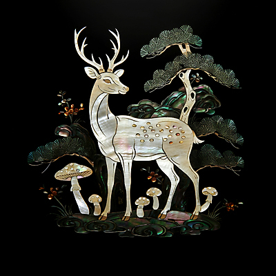 JPG 편집이미지 전통 조각 자연 사슴 사람없음 검은색 소나무 공예 송이버섯 십장생 자개 편집실사 AI포토 AI콘텐츠 나무 컬러 포유류 취미 버섯 CG 생태계 전통공예 파일형식