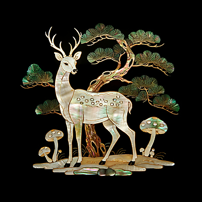 JPG 편집이미지 전통 조각 자연 사슴 사람없음 검은색 소나무 공예 송이버섯 십장생 자개 편집실사 AI포토 AI콘텐츠 나무 컬러 포유류 취미 버섯 CG 생태계 전통공예 파일형식