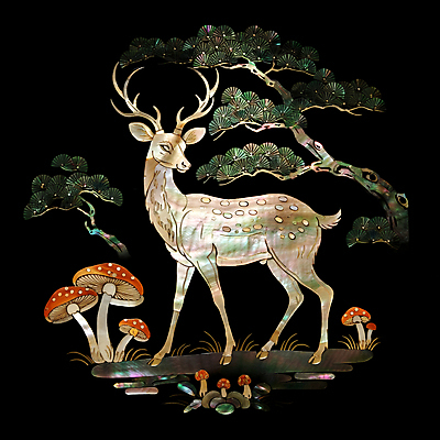 JPG 편집이미지 전통 조각 자연 사슴 사람없음 검은색 소나무 공예 송이버섯 십장생 자개 편집실사 AI포토 AI콘텐츠 나무 컬러 포유류 취미 버섯 CG 생태계 전통공예 파일형식