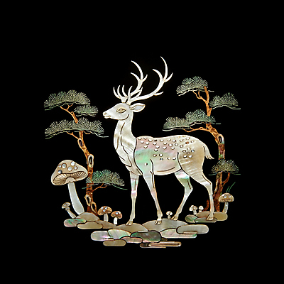 JPG 편집이미지 전통 조각 자연 사슴 사람없음 검은색 소나무 공예 송이버섯 십장생 자개 편집실사 AI포토 AI콘텐츠 나무 컬러 포유류 취미 버섯 CG 생태계 전통공예 파일형식