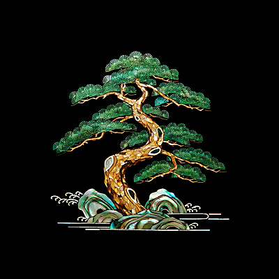 JPG 편집이미지 전통 조각 자연 사람없음 검은색 나뭇가지 소나무 공예 십장생 자개 편집실사 AI포토 AI콘텐츠 나무 컬러 취미 CG 생태계 전통공예 파일형식