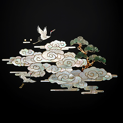 JPG 구름 편집이미지 전통 조각 자연 사람없음 검은색 학 소나무 공예 십장생 자개 편집실사 AI포토 AI콘텐츠 자연요소 나무 컬러 조류 취미 CG 생태계 전통공예 파일형식