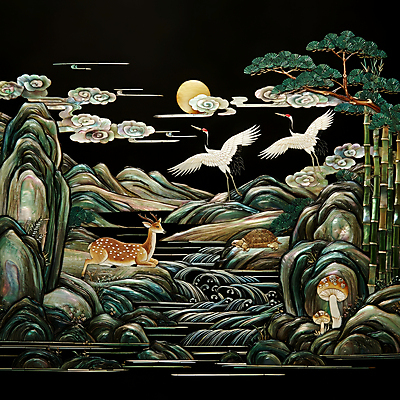 JPG 구름 편집이미지 전통 물결 조각 자연 사슴 산 사람없음 강 검은색 버섯 학 바위 소나무 거북이 대나무 한국화 십장생 자개 편집실사 AI포토 AI콘텐츠 자연요소 나무 컬러 포유류 파충류 조류 돌_바위 동양화 CG 생태계 전통공예 파일형식