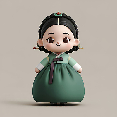 JPG 전신 편집이미지 한국전통 전통 헤어스타일 여자 전통문화 한명 웃음 성인 초록색 한복 성인여자한명만 편집3D AI컴퓨터그래픽 AI콘텐츠 1 문화 컬러 한국 표정 사람 3D 전통의상 여자한명만 성인여자만 파일형식