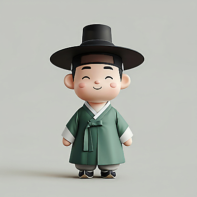 JPG 전신 편집이미지 모자 한국전통 전통 남자 전통문화 한명 웃음 성인 초록색 한복 성인남자한명만 편집3D AI컴퓨터그래픽 AI콘텐츠 1 잡화 문화 컬러 한국 표정 사람 3D 전통의상 남자한명만 성인남자만 파일형식