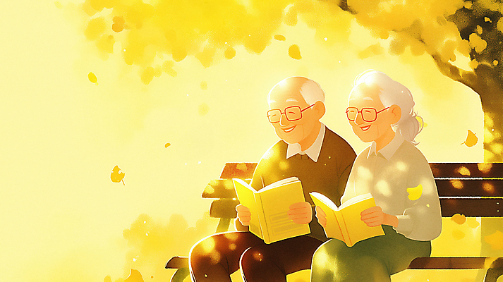 JPG 나무 여자 노년 남자 행복 잎 벤치 일러스트 휴식 들기 앉기 두명 책 독서 노란색 평화 노부부 가을 노인만 안경낌 국내일러스트 AI일러스트 AI콘텐츠 식물 부부 계절 감정 안경 컬러 컨셉 의자 모션 사람 성인 성인만 파일형식