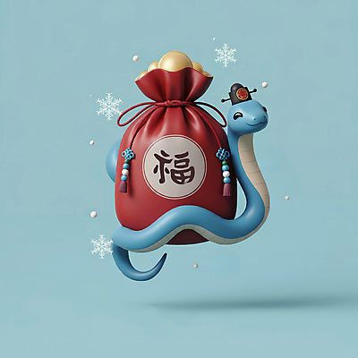 JPG 편집이미지 모자 한국전통 새해 복주머니 3D캐릭터 선물 미소 사람없음 장식 빨간색 파란색 설날 전통문양 3D 귀여움 복 눈송이 뱀띠 뱀 행운 청사 을사년 편집3D 푸른뱀 AI컴퓨터그래픽 AI콘텐츠 캐릭터 전통 문양 잡화 명절 컬러 컨셉 파충류 전통소품 한국 눈_날씨 표정 한자 십이지신 디지털합성 파일형식 2025년