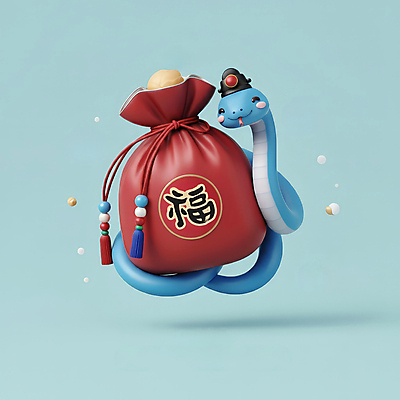 JPG 편집이미지 모자 한국전통 새해 복주머니 3D캐릭터 선물 미소 사람없음 장식 빨간색 파란색 설날 전통문양 3D 귀여움 복 눈송이 뱀띠 뱀 행운 청사 을사년 편집3D 푸른뱀 AI컴퓨터그래픽 AI콘텐츠 캐릭터 전통 문양 잡화 명절 컬러 컨셉 파충류 전통소품 한국 눈_날씨 표정 한자 십이지신 디지털합성 파일형식 2025년