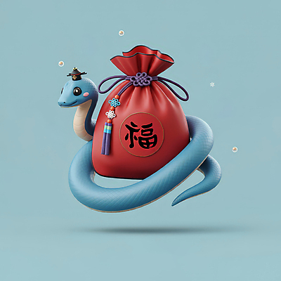 JPG 편집이미지 모자 한국전통 새해 복주머니 3D캐릭터 선물 미소 사람없음 장식 빨간색 파란색 설날 전통문양 3D 귀여움 복 눈송이 뱀띠 뱀 행운 청사 을사년 편집3D 푸른뱀 AI컴퓨터그래픽 AI콘텐츠 캐릭터 전통 문양 잡화 명절 컬러 컨셉 파충류 전통소품 한국 눈_날씨 표정 한자 십이지신 디지털합성 파일형식 2025년