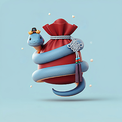 JPG 편집이미지 모자 한국전통 새해 복주머니 3D캐릭터 선물 미소 사람없음 장식 빨간색 파란색 설날 전통문양 3D 귀여움 눈송이 뱀띠 뱀 행운 청사 을사년 편집3D 푸른뱀 AI컴퓨터그래픽 AI콘텐츠 캐릭터 전통 문양 잡화 명절 컬러 컨셉 파충류 전통소품 한국 눈_날씨 표정 십이지신 디지털합성 파일형식 2025년