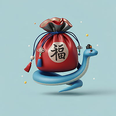 JPG 편집이미지 모자 한국전통 새해 복주머니 3D캐릭터 선물 미소 사람없음 장식 빨간색 파란색 설날 전통문양 3D 귀여움 복 눈송이 뱀띠 뱀 행운 청사 을사년 편집3D 푸른뱀 AI컴퓨터그래픽 AI콘텐츠 캐릭터 전통 문양 잡화 명절 컬러 컨셉 파충류 전통소품 한국 눈_날씨 표정 한자 십이지신 디지털합성 파일형식 2025년