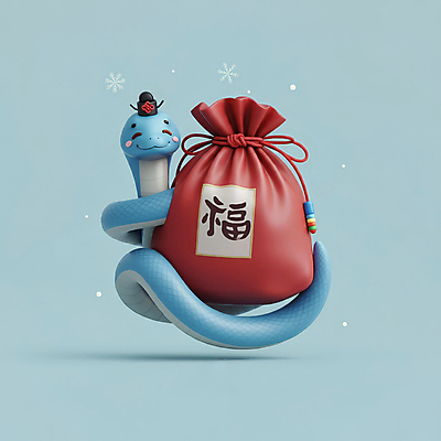 JPG 편집이미지 모자 한국전통 새해 복주머니 3D캐릭터 선물 미소 사람없음 장식 빨간색 파란색 설날 전통문양 3D 귀여움 복 눈송이 뱀띠 뱀 행운 청사 을사년 편집3D 푸른뱀 AI컴퓨터그래픽 AI콘텐츠 캐릭터 전통 문양 잡화 명절 컬러 컨셉 파충류 전통소품 한국 눈_날씨 표정 한자 십이지신 디지털합성 파일형식 2025년