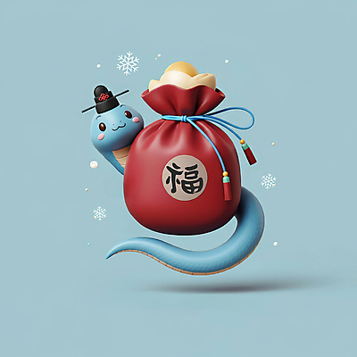 JPG 편집이미지 모자 한국전통 새해 복주머니 3D캐릭터 선물 미소 사람없음 장식 빨간색 파란색 설날 전통문양 3D 귀여움 복 눈송이 뱀띠 뱀 행운 청사 을사년 편집3D 푸른뱀 AI컴퓨터그래픽 AI콘텐츠 캐릭터 전통 문양 잡화 명절 컬러 컨셉 파충류 전통소품 한국 눈_날씨 표정 한자 십이지신 디지털합성 파일형식 2025년