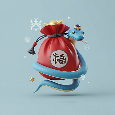 JPG 편집이미지 모자 한국전통 새해 복주머니 3D캐릭터 선물 미소 사람없음 장식 빨간색 파란색 설날 전통문양 3D 귀여움 복 눈송이 뱀띠 뱀 행운 청사 을사년 편집3D 푸른뱀 AI컴퓨터그래픽 AI콘텐츠 캐릭터 전통 문양 잡화 명절 컬러 컨셉 파충류 전통소품 한국 눈_날씨 표정 한자 십이지신 디지털합성 파일형식 2025년