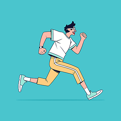 전신 남자 안경 대학생 하늘색 일러스트 건강 한명 웃음 성인 달리기 조깅 운동 에너지 즐거움 러닝 성인남자한명만 국내일러스트 AI파일 1 학생 잡화 감정 모션 표정 사람 파란색 남자한명만 성인남자만 파일형식 벡터