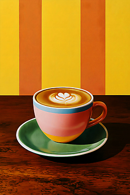 JPG 커피 일러스트 수채화 사람없음 컵 커피잔 라떼 라떼아트 국내일러스트 AI일러스트 AI콘텐츠 식기 음료 잔 그림 파일형식