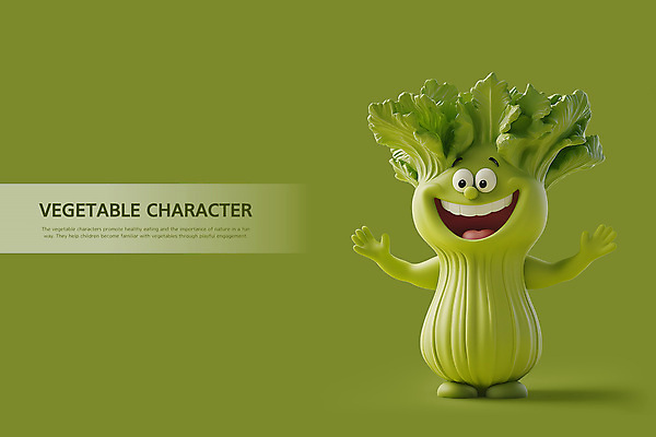 PSD 편집이미지 자연 건강 미소 웃음 사람없음 초록색 샐러리 채소캐릭터 편집3D 캐릭터 컬러 채소 표정 3D 생태계 파일형식