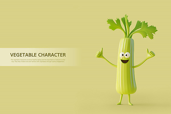 PSD 편집이미지 자연 건강 미소 웃음 사람없음 초록색 최고 샐러리 채소캐릭터 편집3D 캐릭터 컬러 채소 표정 3D 생태계 파일형식