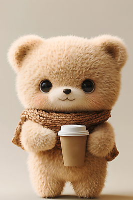 JPG 편집이미지 커피 들기 사람없음 갈색 귀여움 목도리 곰인형 가을 테이크아웃컵 편집실사 AI포토 AI콘텐츠 잡화 계절 음료 인형 컬러 컨셉 모션 컵 CG 파일형식
